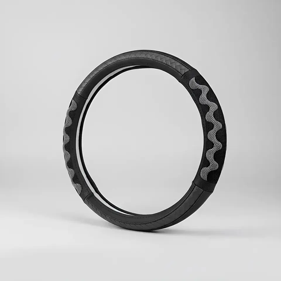 Forro cubre - Volante de Eco Cuero Negro con detalles trenzados en 5