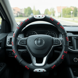 💥OFERTA Remate💥 Forro cubre volantes de autos de goma  anti-resbalante universal medida 38cm Hello Kitty negro con rojo   precio 11.990