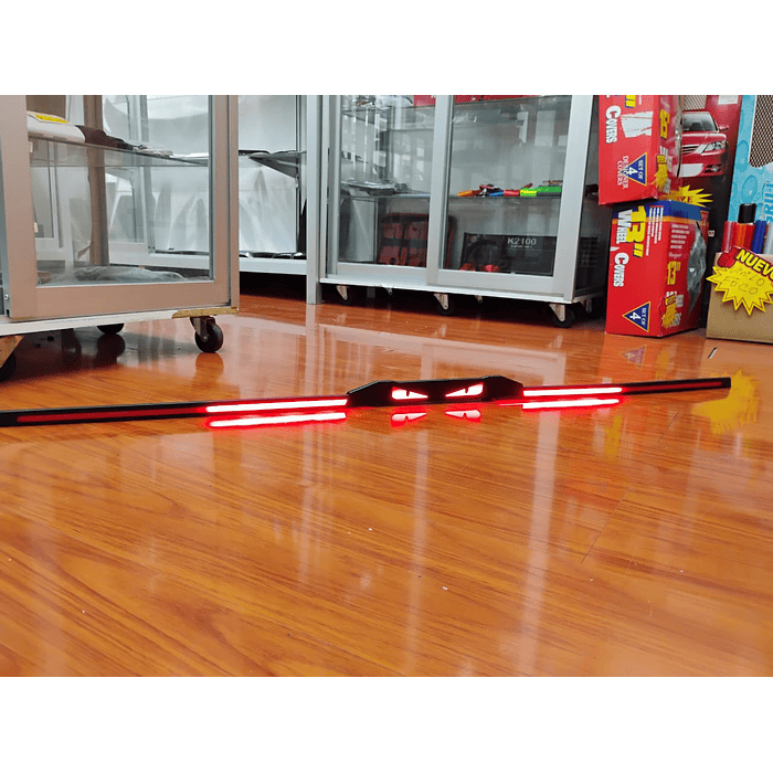 Lip Alerón trasero tunning de goma de 3 piezas Carbono diseño de ojos luz LED 124cm  6