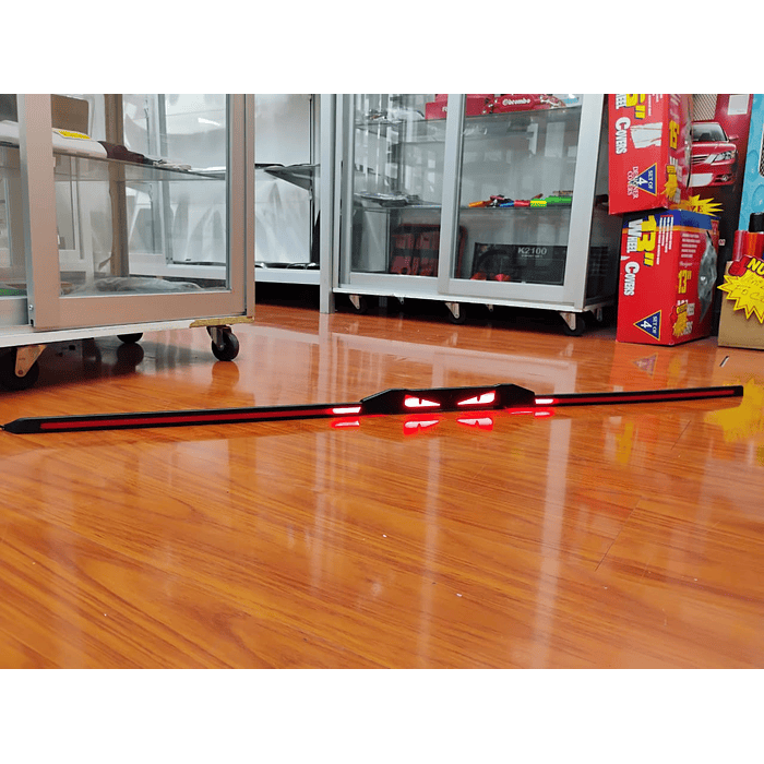 Lip Alerón trasero tunning de goma de 3 piezas Carbono diseño de ojos luz LED 124cm  7