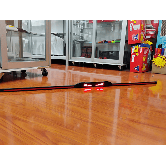 Lip Alerón trasero tunning de goma de 3 piezas Carbono diseño de ojos luz LED 124cm  18