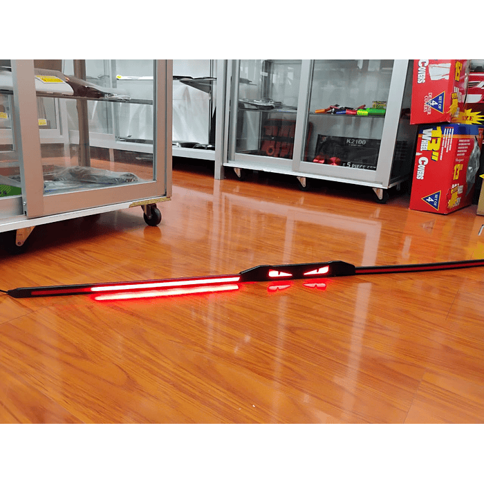 Lip Alerón trasero tunning de goma de 3 piezas Carbono diseño de ojos luz LED 124cm  19