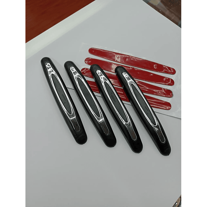 Set X4 tope de puertas protectores goma grueso anticolision tope de retrovisor, tope de parachoques Borde de puerta lateral de auto universal antiarañazos Negro con plata  2