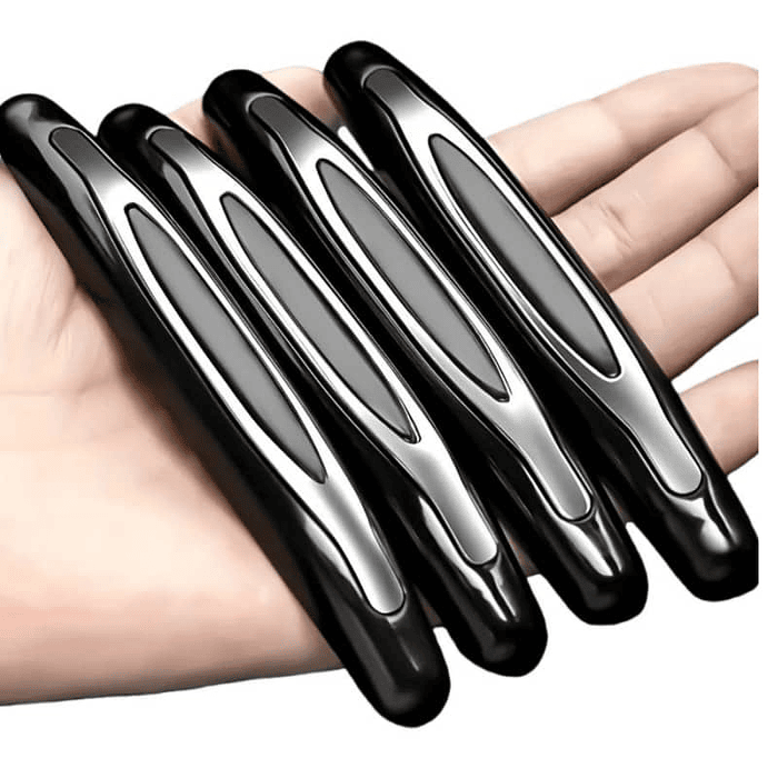 Set X4 tope de puertas protectores goma grueso anticolision tope de retrovisor, tope de parachoques Borde de puerta lateral de auto universal antiarañazos Negro con plata  1