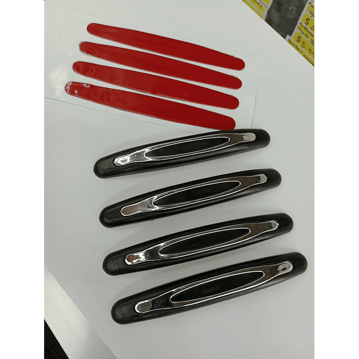 Set X4 tope de puertas protectores goma grueso anticolision tope de retrovisor, tope de parachoques Borde de puerta lateral de auto universal antiarañazos Negro con plata  6