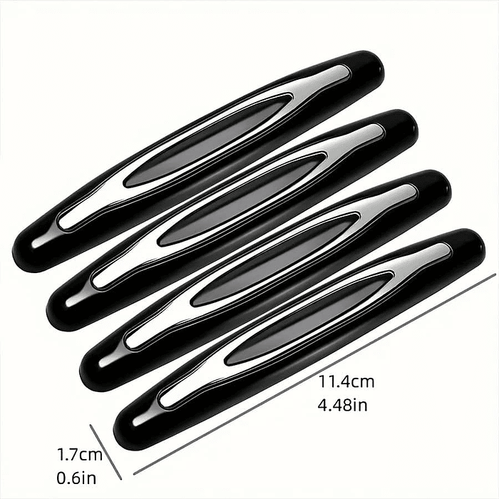 Set X4 tope de puertas protectores goma grueso anticolision tope de retrovisor, tope de parachoques Borde de puerta lateral de auto universal antiarañazos Negro con plata  7