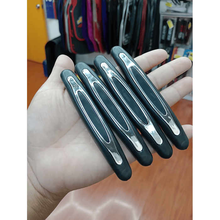 Set X4 tope de puertas protectores goma grueso anticolision tope de retrovisor, tope de parachoques Borde de puerta lateral de auto universal antiarañazos Negro con plata  11