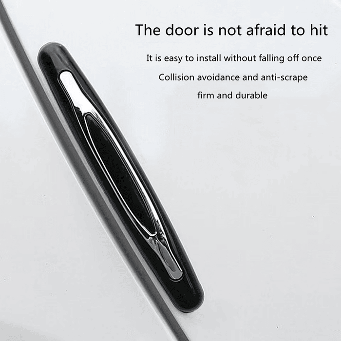 Set X4 tope de puertas protectores goma grueso anticolision tope de retrovisor, tope de parachoques Borde de puerta lateral de auto universal antiarañazos Negro con plata  12