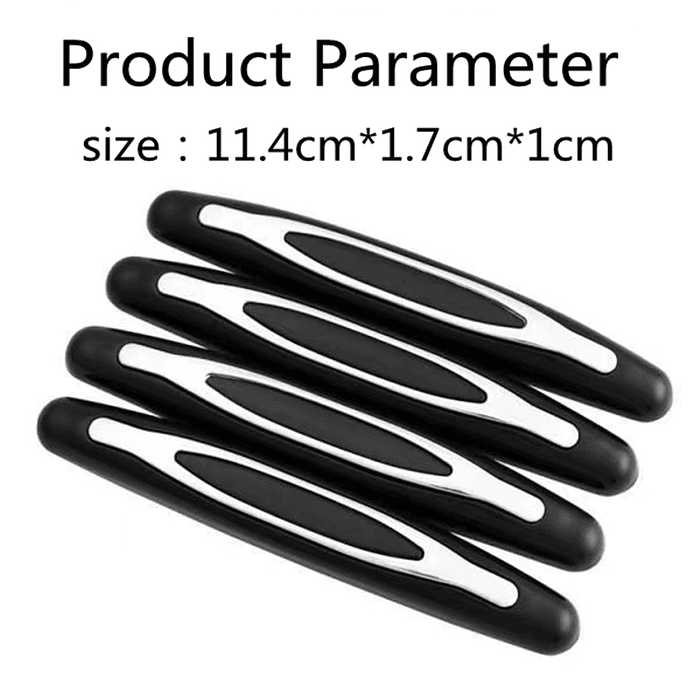 Set X4 tope de puertas protectores goma grueso anticolision tope de retrovisor, tope de parachoques Borde de puerta lateral de auto universal antiarañazos Negro con plata  14