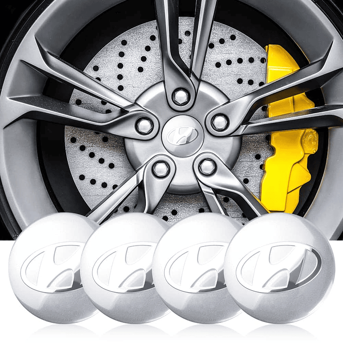 Set X4 Tapa centro de Llantas de autos  universal marca Hyundai 15