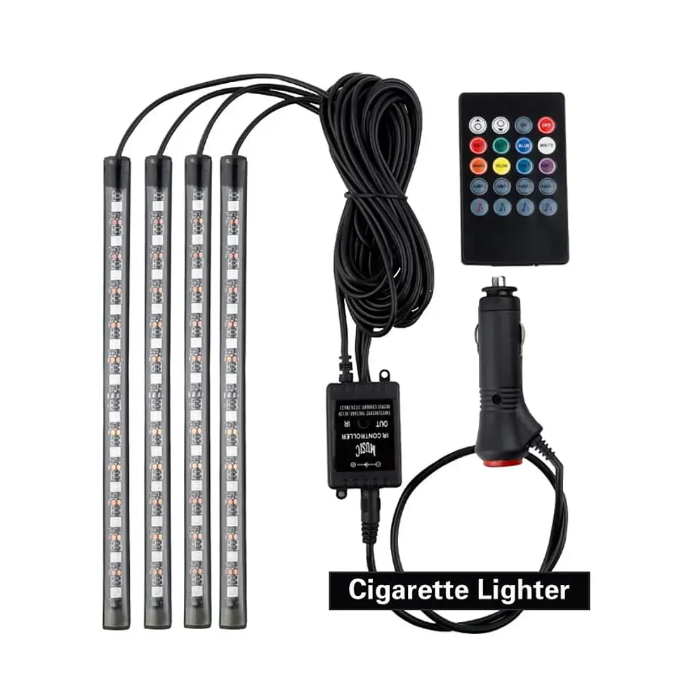 Tiras led de atmosfera interior de autos rgb tunning 3