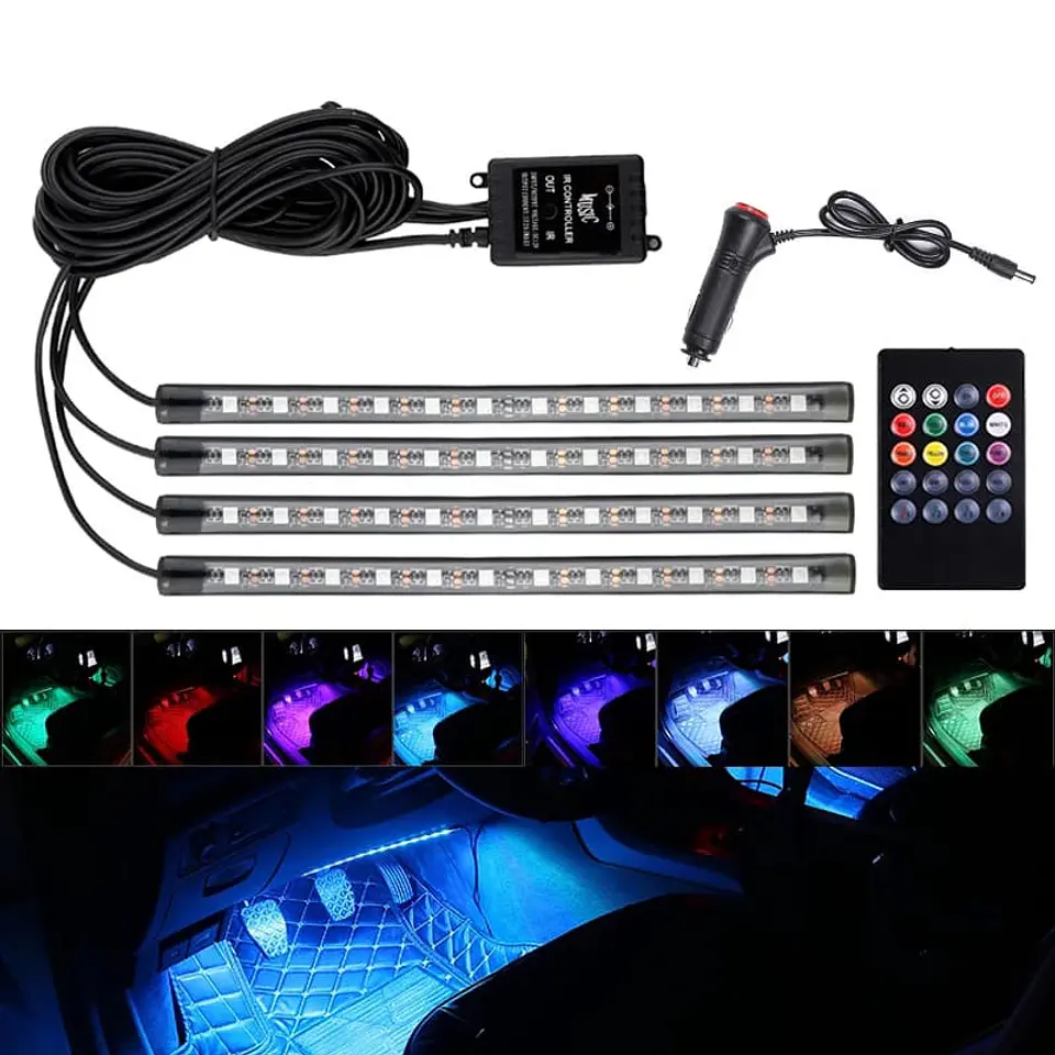 Tiras led de atmosfera interior de autos rgb tunning 6