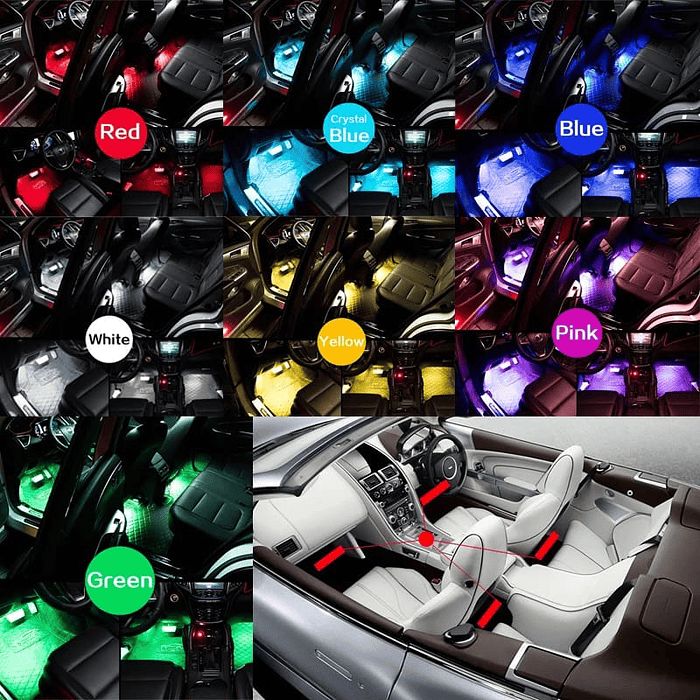 Tiras led de atmosfera interior de autos rgb tunning 7