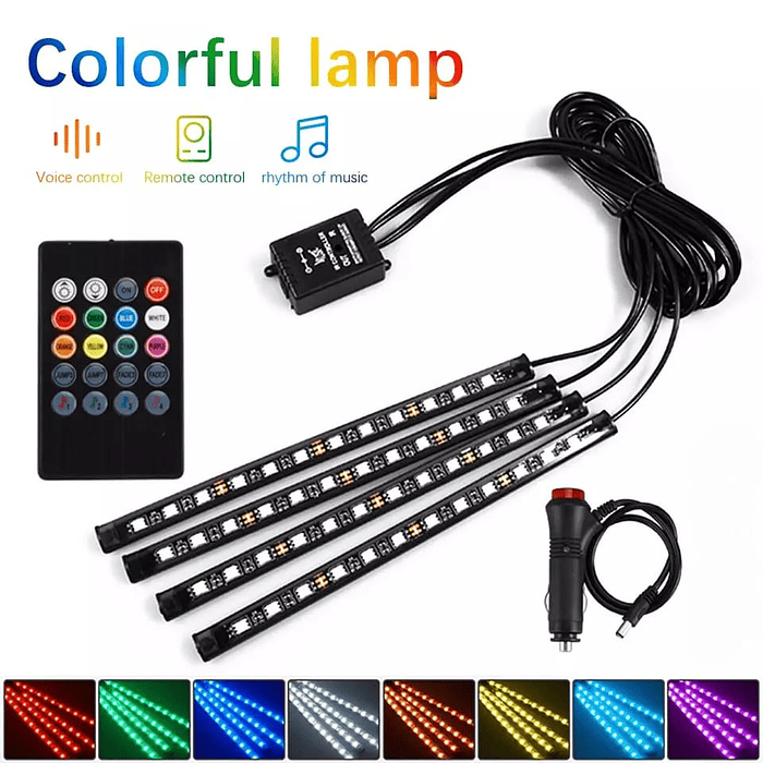 Tiras led de atmosfera interior de autos rgb tunning 8