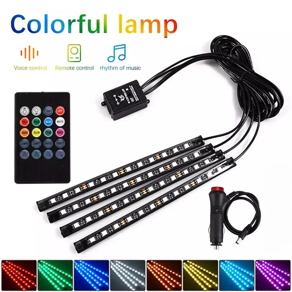 Tiras led de atmosfera interior de autos rgb tunning 8