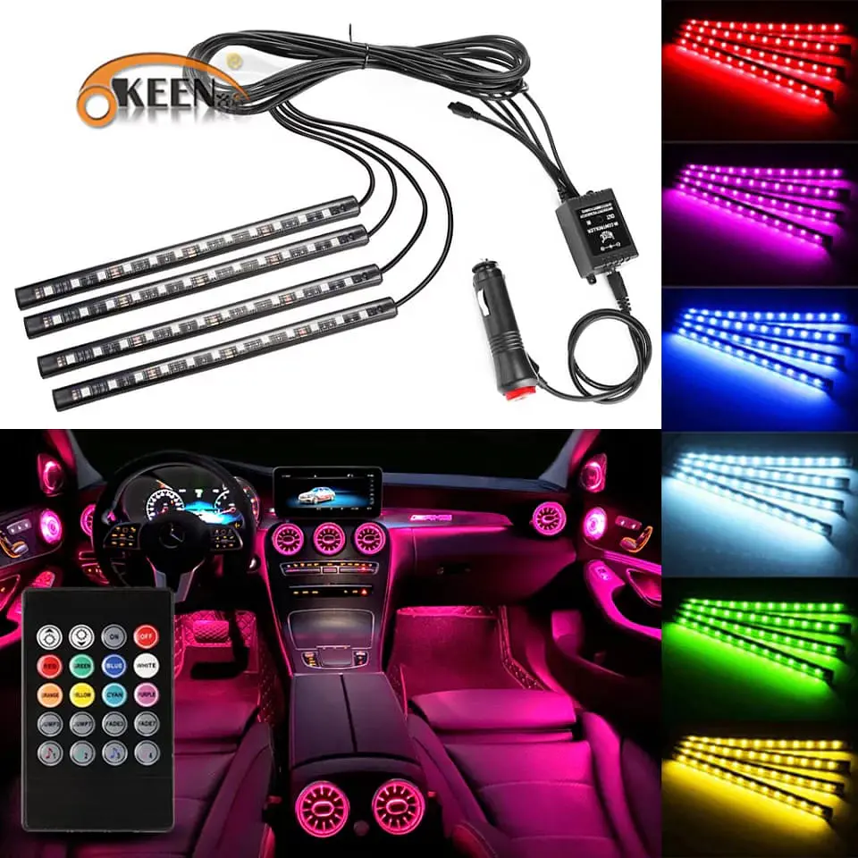 Tiras led de atmosfera interior de autos rgb tunning 9