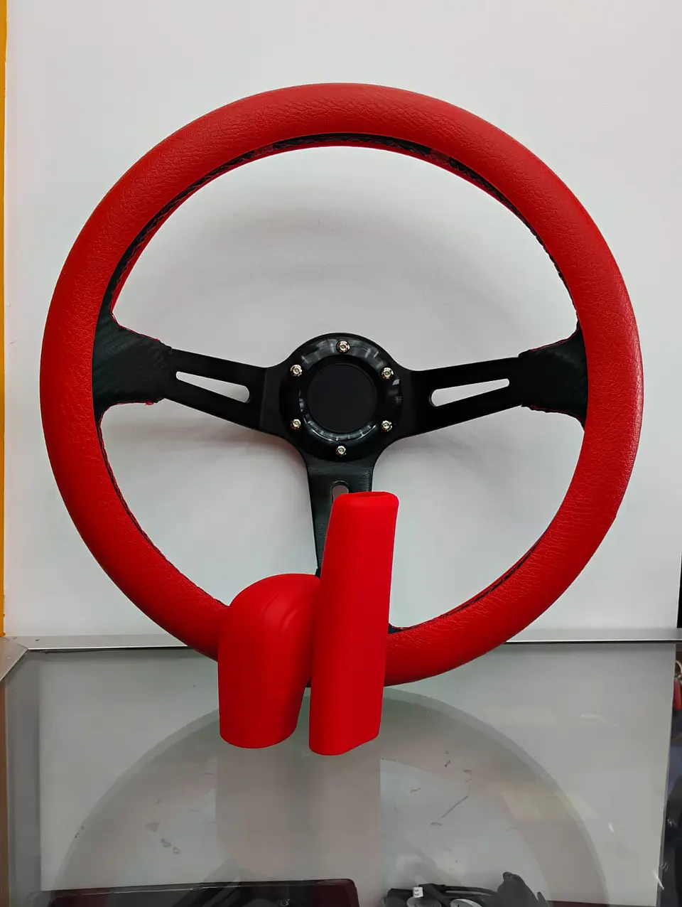 Set 3 piezas, funda cubre Volante de gel silicona rojo 3