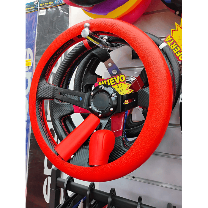 Set 3 piezas, funda cubre Volante de gel silicona rojo 9