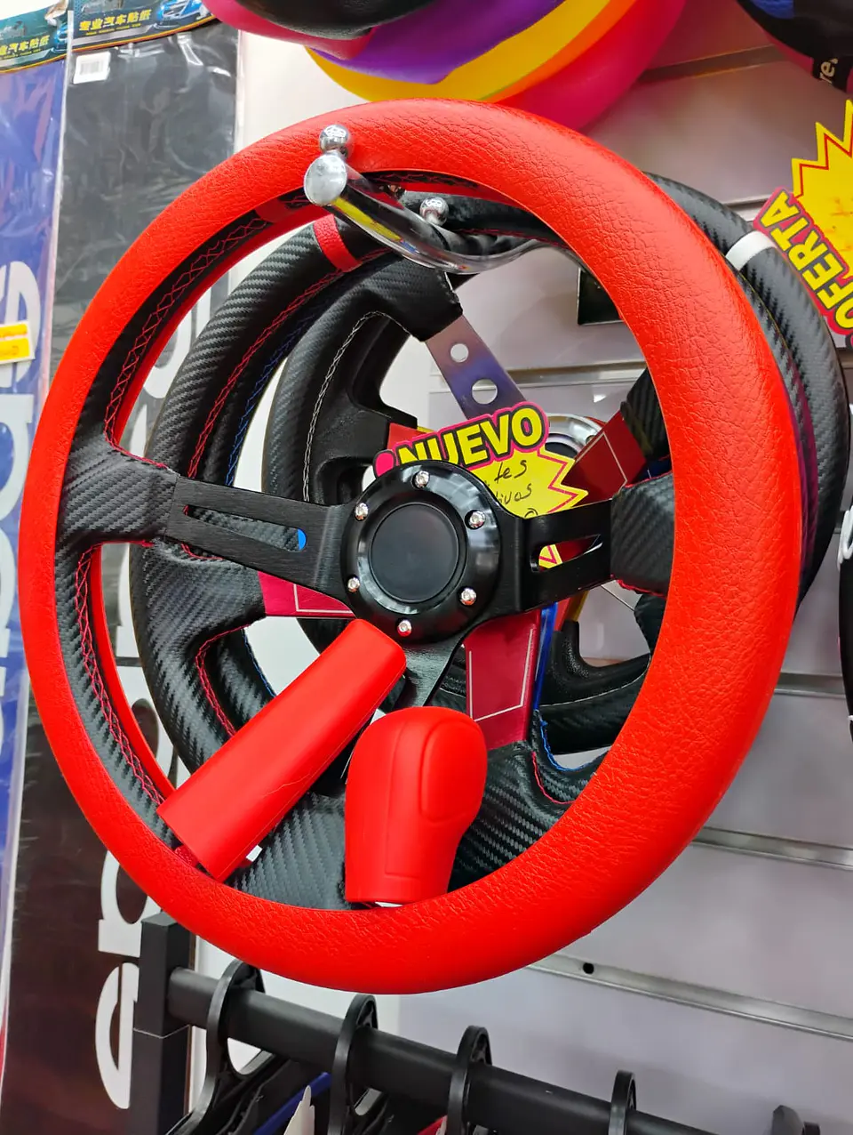 Set 3 piezas, funda cubre Volante de gel silicona rojo 9