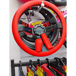 Set 3 piezas, funda cubre Volante de gel silicona rojo