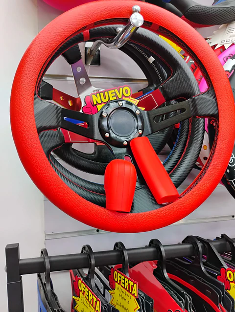 Set 3 piezas, funda cubre Volante de gel silicona rojo