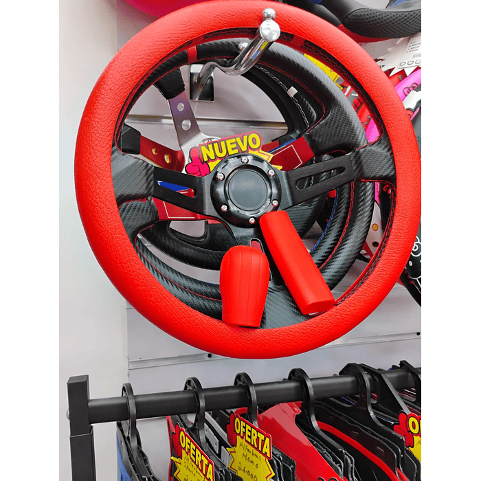 Set 3 piezas, funda cubre Volante de gel silicona rojo 1