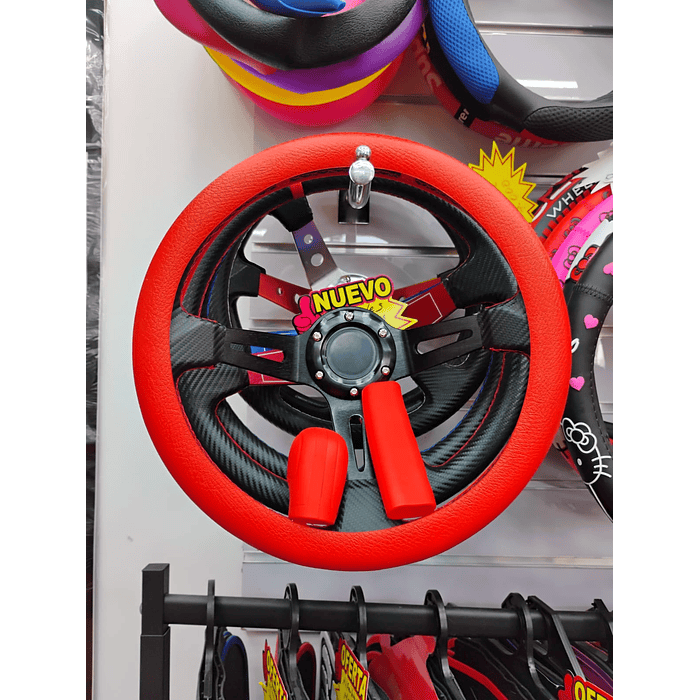 Set 3 piezas, funda cubre Volante de gel silicona rojo 7