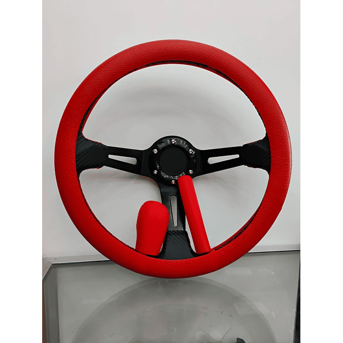 Set 3 piezas, funda cubre Volante de gel silicona rojo 18