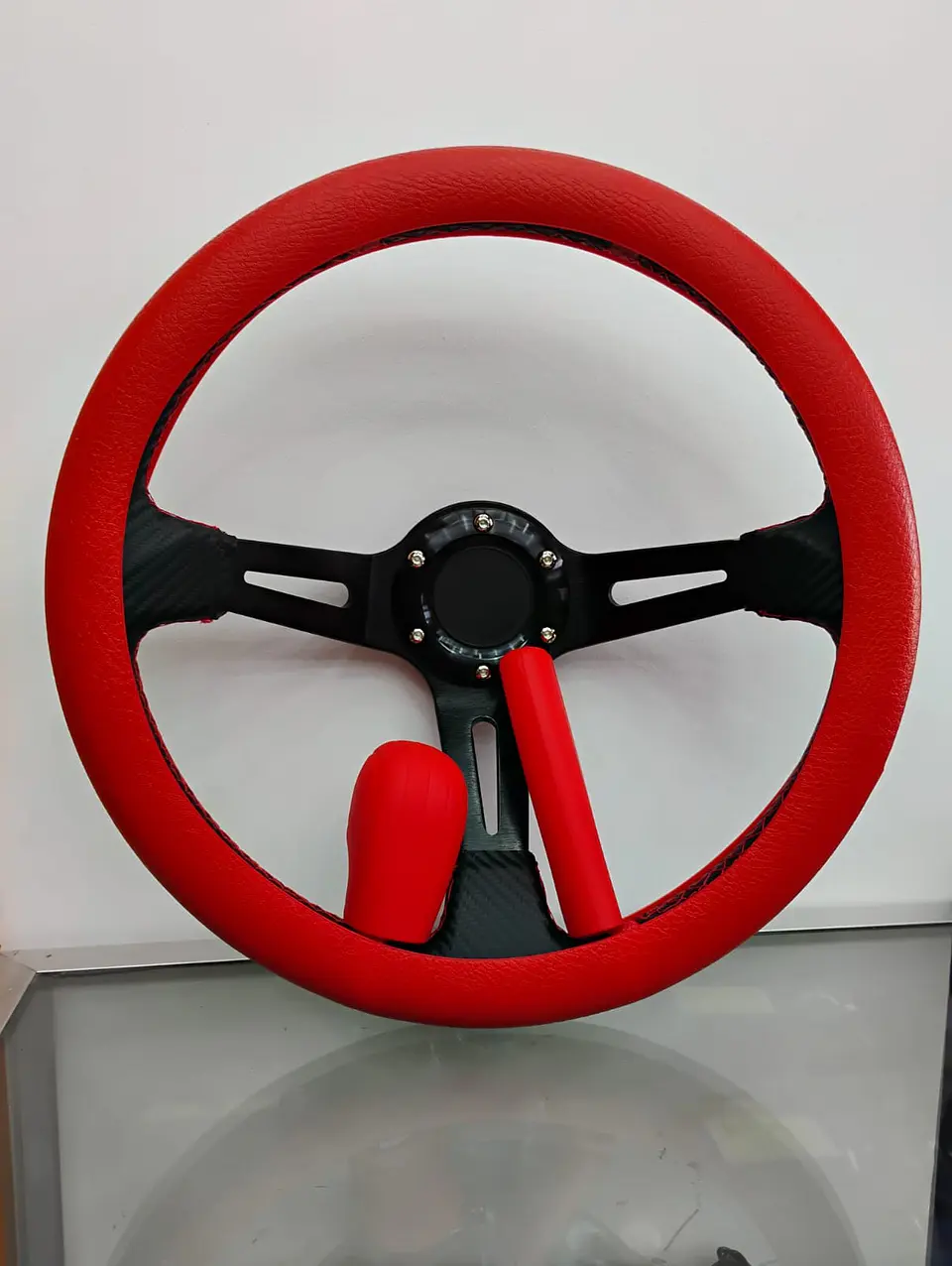 Set 3 piezas, funda cubre Volante de gel silicona rojo 18