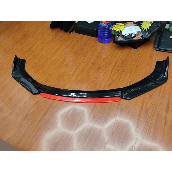 🎉 OFERTA ESPECIAL🌟 LIP BUMPER / FALDÓN DELANTERO kit de 4 piezas Negro brillante con Rojo 1