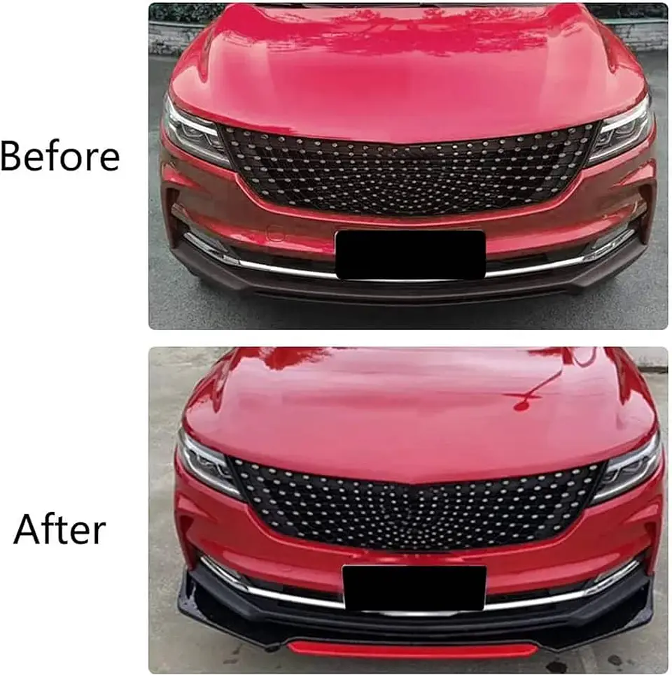 LIP BUMPER / FALDÓN DELANTERO kit de 4 piezas Negro brillante con Rojo 7