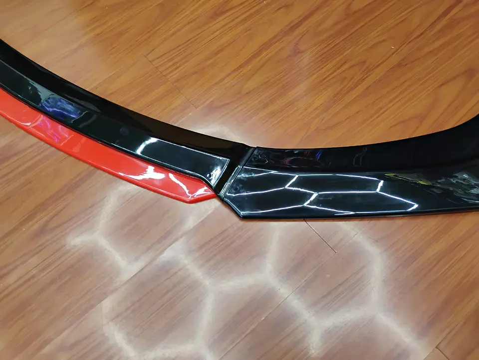 LIP BUMPER / FALDÓN DELANTERO kit de 4 piezas Negro brillante con Rojo 8