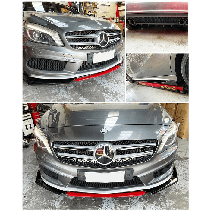 🎉 OFERTA ESPECIAL🌟 LIP BUMPER / FALDÓN DELANTERO kit de 4 piezas Negro brillante con Rojo 20