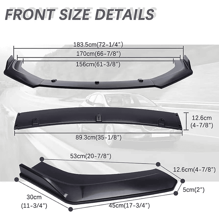 ¡Oferta imperdible! 🔥   *Front Lip / Bumper Faldón Delantero* (3 piezas Negro mate)  5