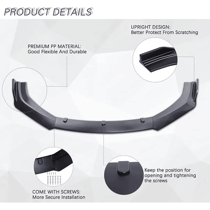 ¡Oferta imperdible! 🔥   *Front Lip / Bumper Faldón Delantero* (3 piezas Negro mate)  7