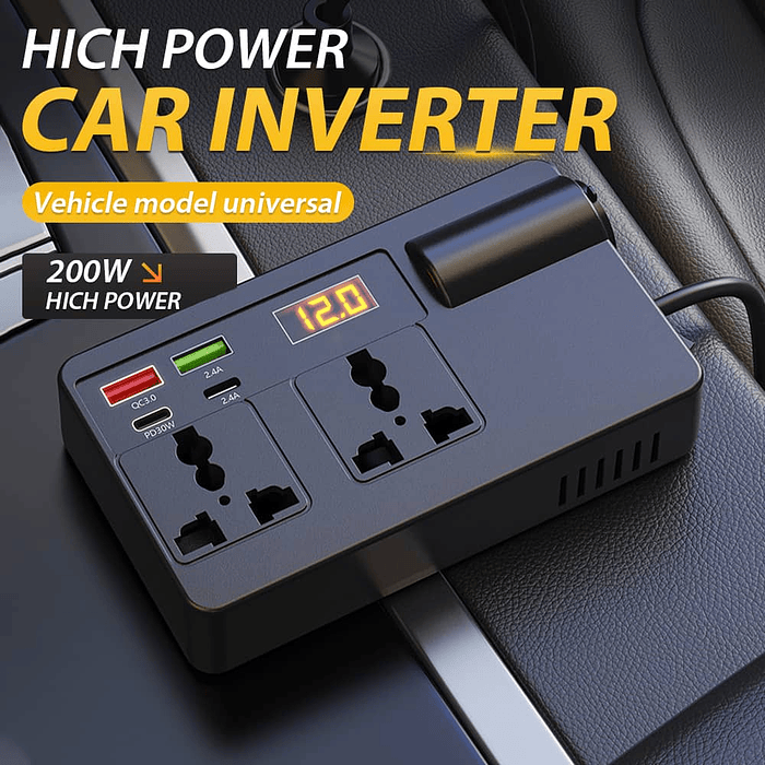 💥 LIQUIDACION 💥  Inversor 200W para Auto 12V/24V a 220V AC 🚗 💰Precio: 22990 pesos 6