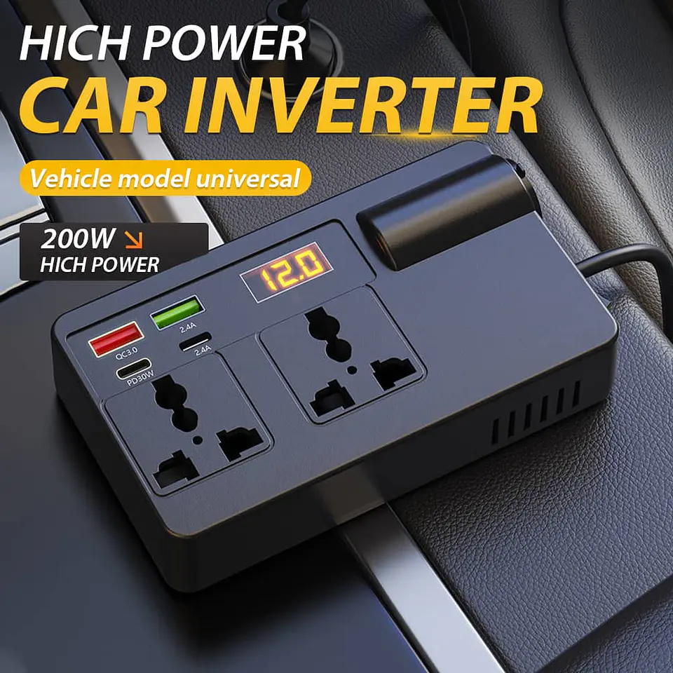 LIQUIDACION Inversor 200W para Auto 12V/24V a 220V AC 6