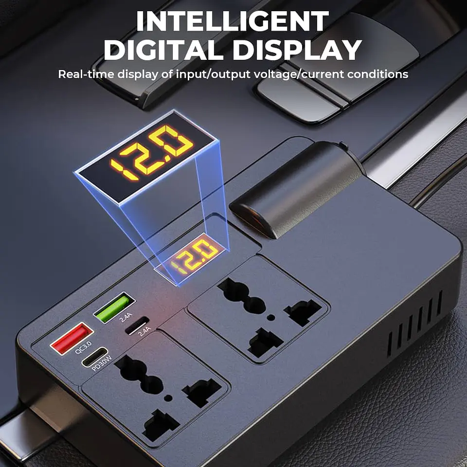 LIQUIDACION Inversor 200W para Auto 12V/24V a 220V AC 7