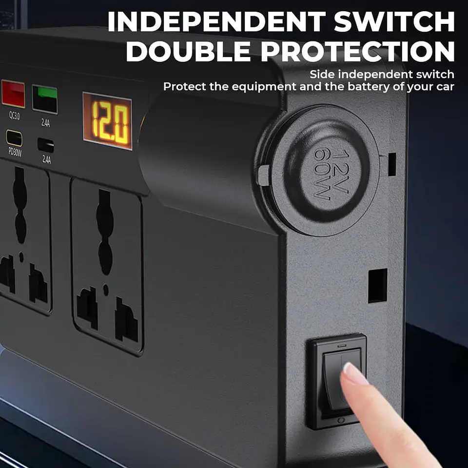 LIQUIDACION Inversor 200W para Auto 12V/24V a 220V AC 20