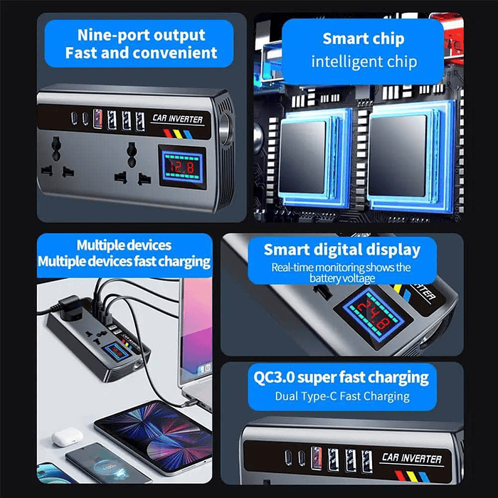 💥 Liquidación total 💥 🚗Inversor de Corriente para autos 12V/24V a 220V AC 200W   4