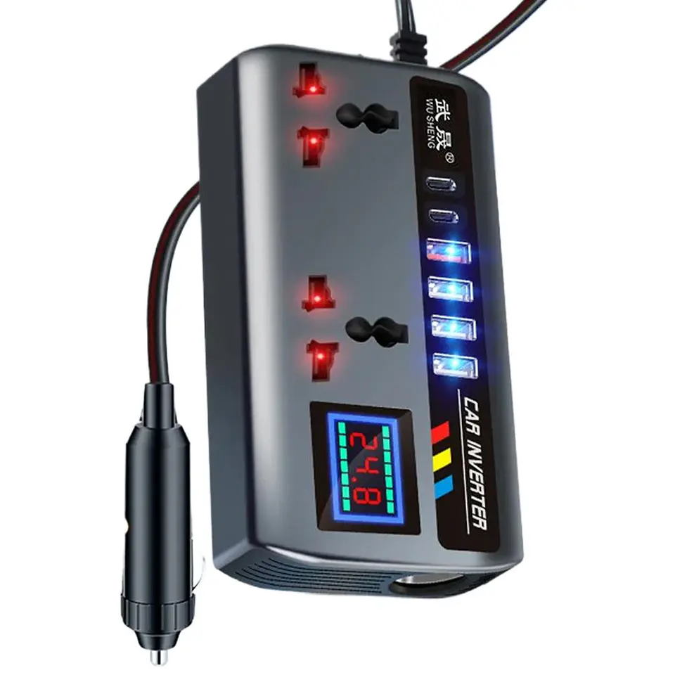 Inversor de Corriente para autos 12V/24V a 220V AC 200W 6