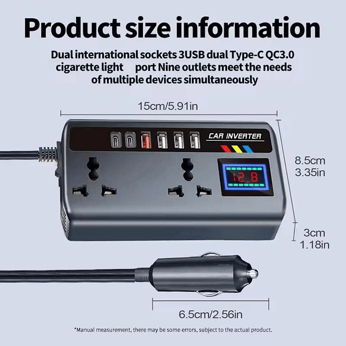 💥 Liquidación total 💥 🚗Inversor de Corriente para autos 12V/24V a 220V AC 200W   17