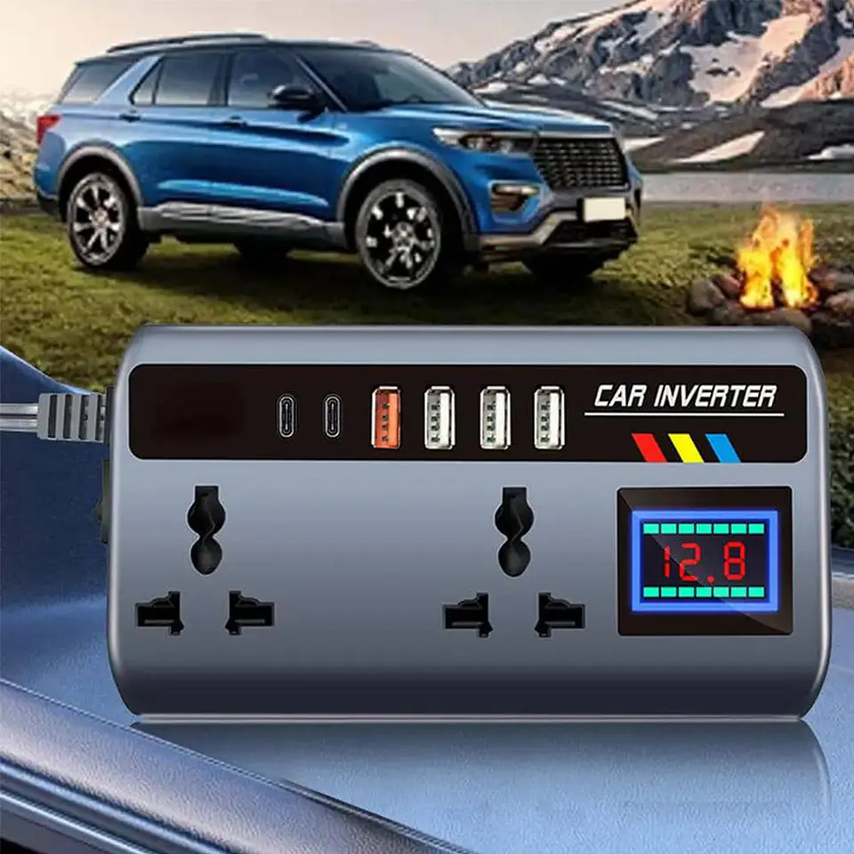 Inversor de Corriente para autos 12V/24V a 220V AC 200W 19