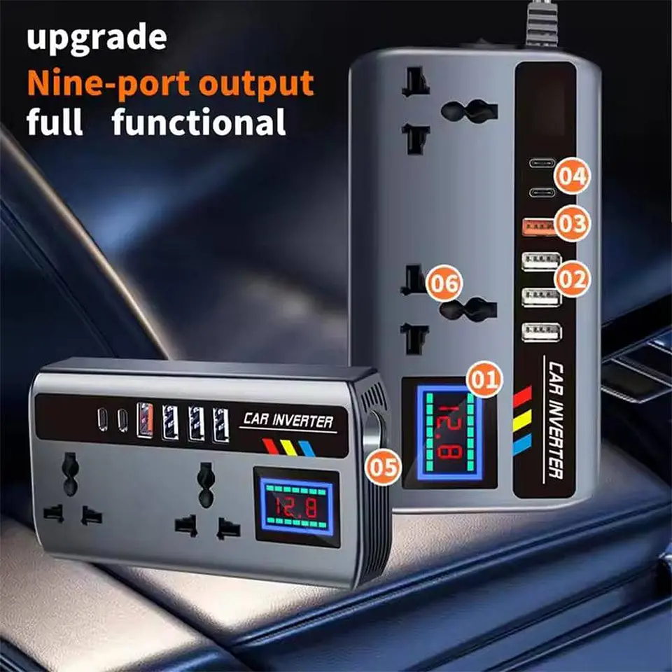 Inversor de Corriente para autos 12V/24V a 220V AC 200W 27