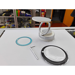 Soporte de teléfono magnético de metal ventosa o sopapo al vacío soporte portátil plegable color blanco con gris