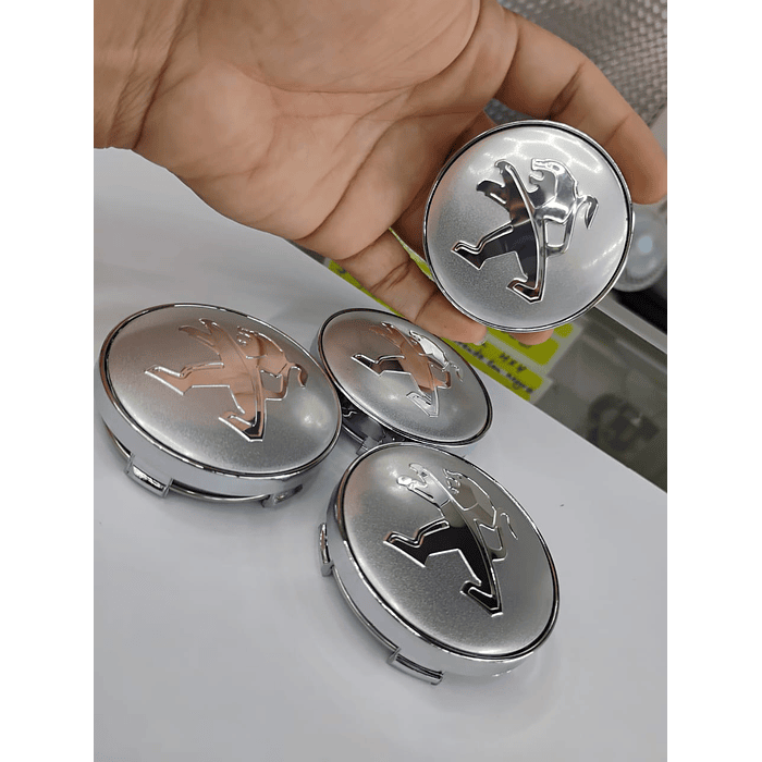 ¡Gran oferta! 🚗💥 *Set x4 Tapas para Centro de Llantas PEUGEOT plata*.  3