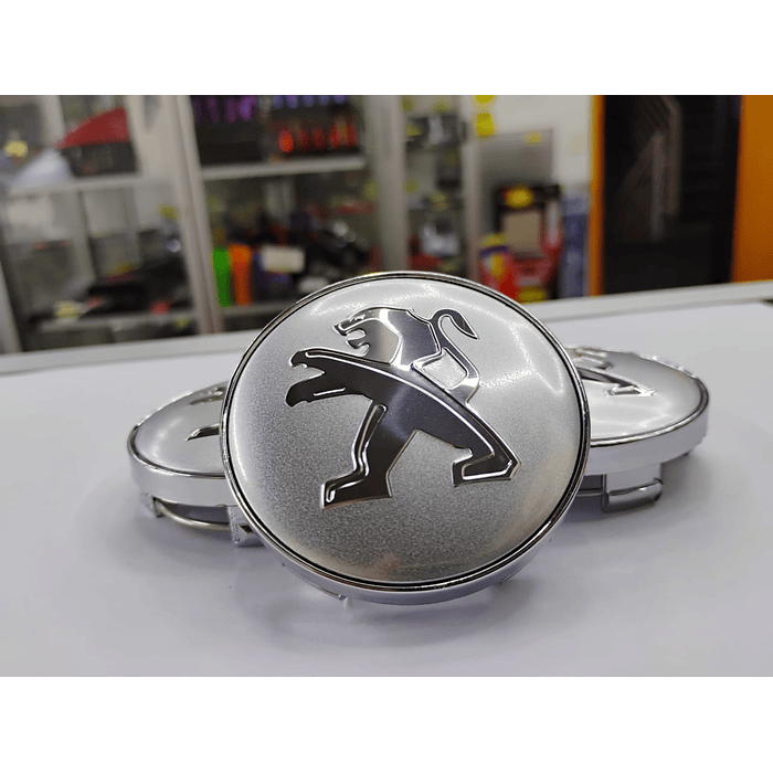 ¡Gran oferta! 🚗💥 *Set x4 Tapas para Centro de Llantas PEUGEOT plata*.  9