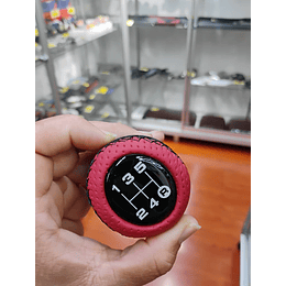  Pomo perilla palanca de cambios tunning cuero PU negro con franja roja 5 velocidades