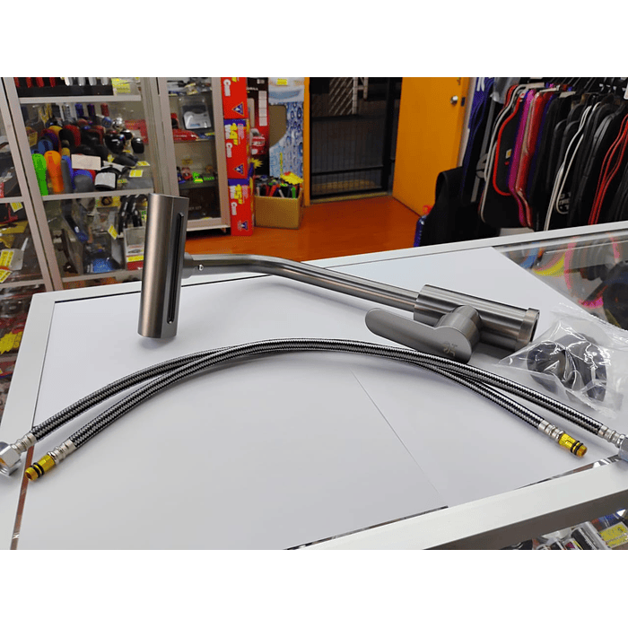 💥Oferta Especial💥 Llave Lavaplatos 4 Modos 360° Acero Inox Gris Bronce con 2 mangueras 8