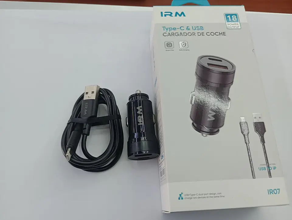 Cargador de auto tipo C USB con cable lightning 18w 12v 24v 2